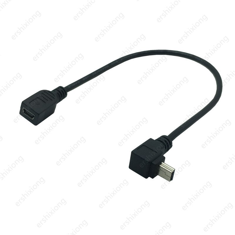 Mini Usb Kabel 5Pin Stekker Aan Vrouwelijke Jack Extension Data Adapter Lead Kabel Haakse 90 Graden Cord 25cm