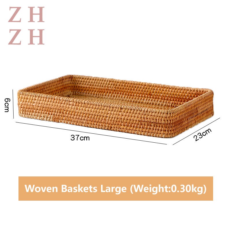 Hand-Geweven Opslag Mand Rotan Opbergvak Rieten Manden Brood Fruit Ontbijt Display Box Ambachten Home Decoratie: L