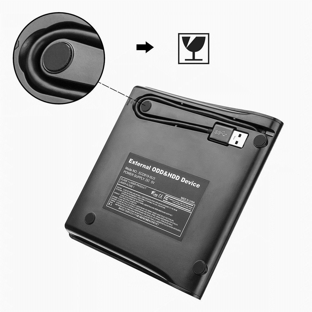 Slim Portable External USB 3.0 CD/DVD +/-RW Drive DVD/CD ROM Rewriter Burner High Speed Data Transfer For Laptop Desktop PC