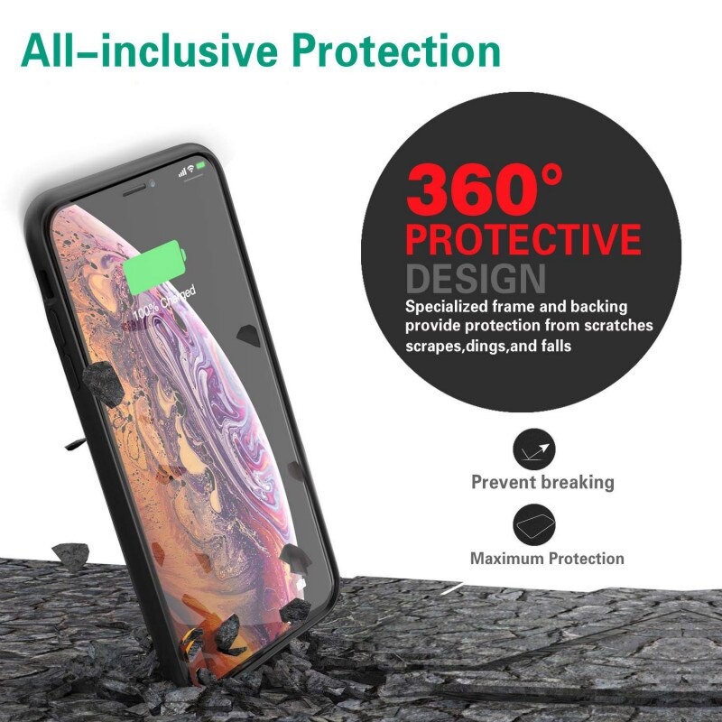 Funda cargador de batería para iPhone, carcasa de carga de batería para iPhone X S XR XS Max 11 Pro Max 6 6s 7 8 Plus