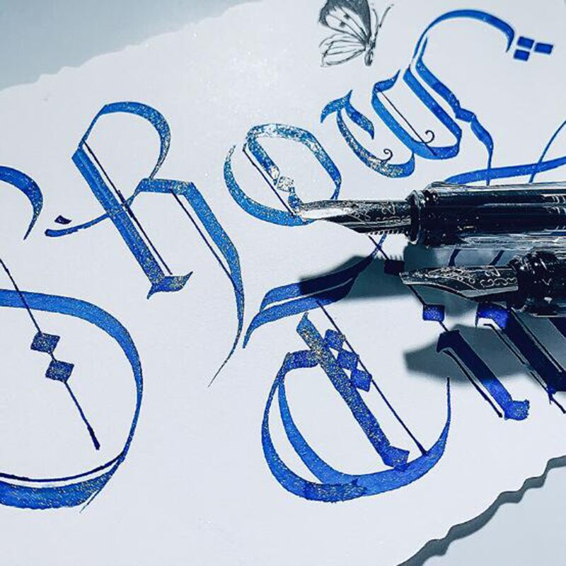 Stylo parallèle, style gothique, calligraphie anglaise, stylo tibétain, avec pôle Transparent, style Art à tête plate