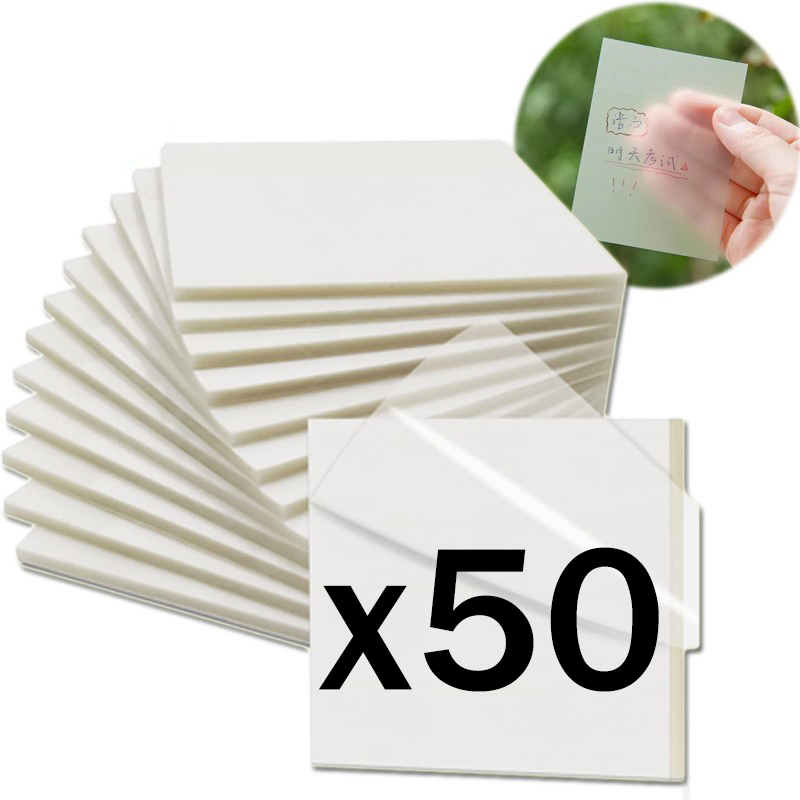 50 ark/pakke gennemsigtige huskesedler klar hvid notesblok stor notesblok papirvarer indeksfane bogstudieliste bogmærker