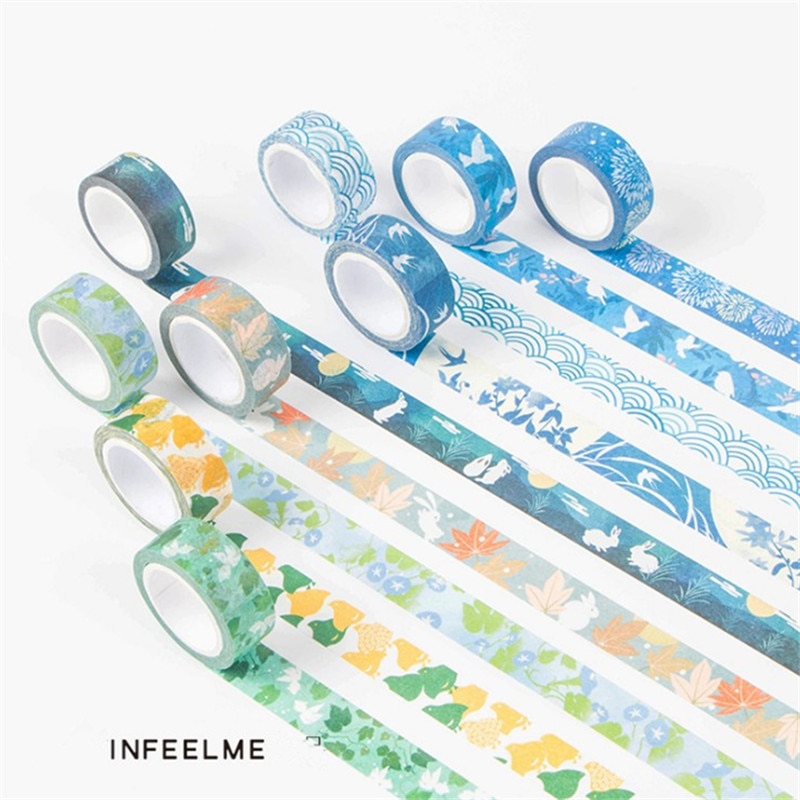 15mm * 7m söta kawaii kyoto dekoration japanska naglar dekorativa washi-tejp gör-det-själv scrapbooking maskeringstejp skolkontorstillbehör