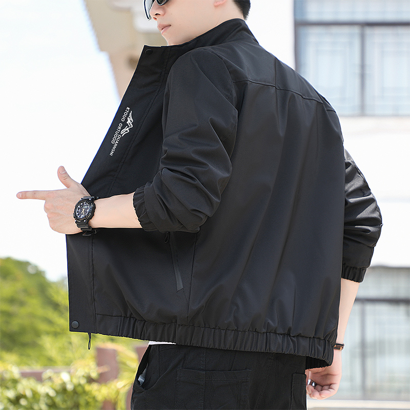 Herrenjacke für draussen-Aktivitäzehn, Winddicht, Wasserdicht, Lässiger Amerikanischer Stil, Reißverschluss, Langarm, Modische Kurze Jacke für Männer