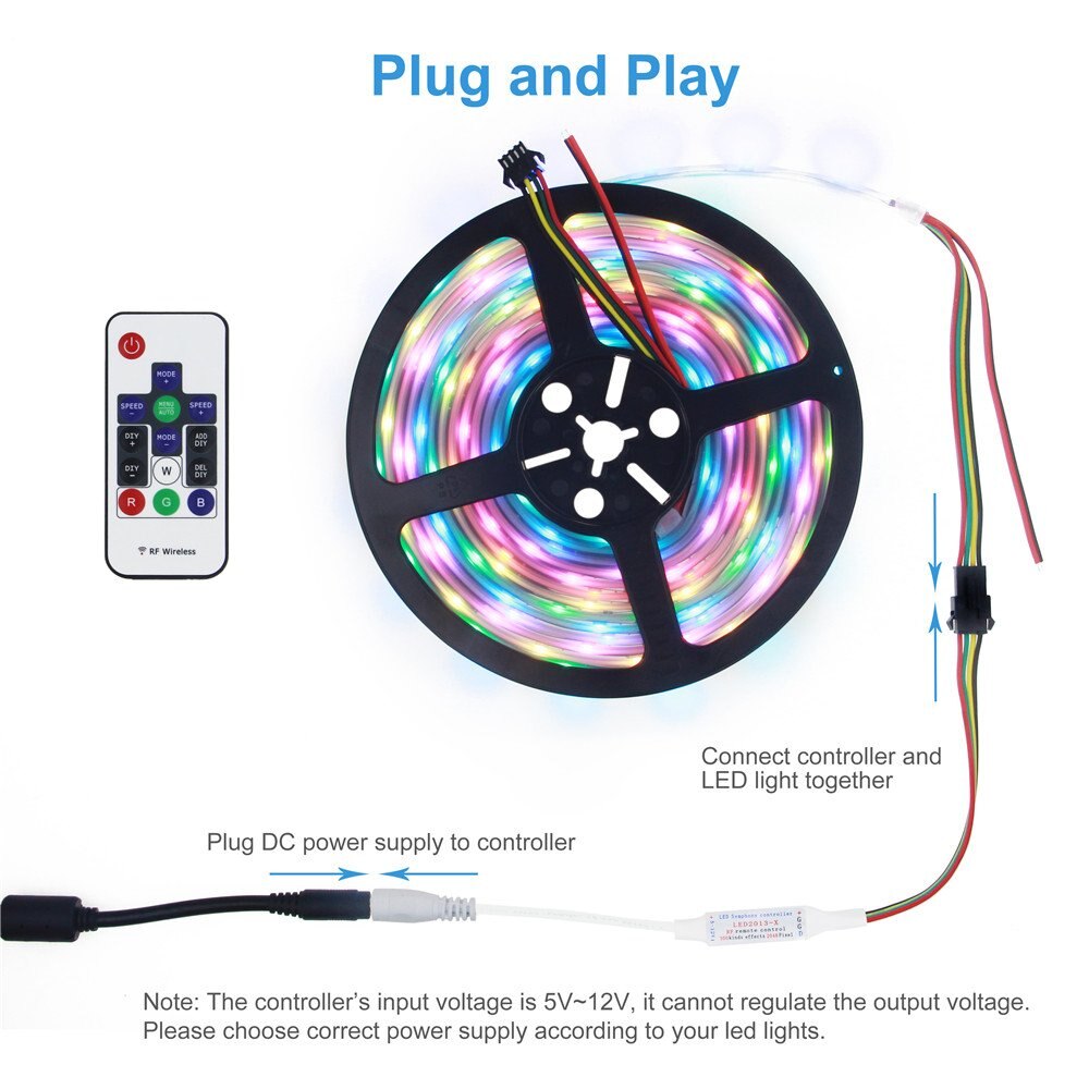 WS2813 WS2815 LED Controller DC 5V 12V Wireless RF Remote Dream Color Controller for WS2815 WS2813 WS2813B WS2815B CS8812 JK184