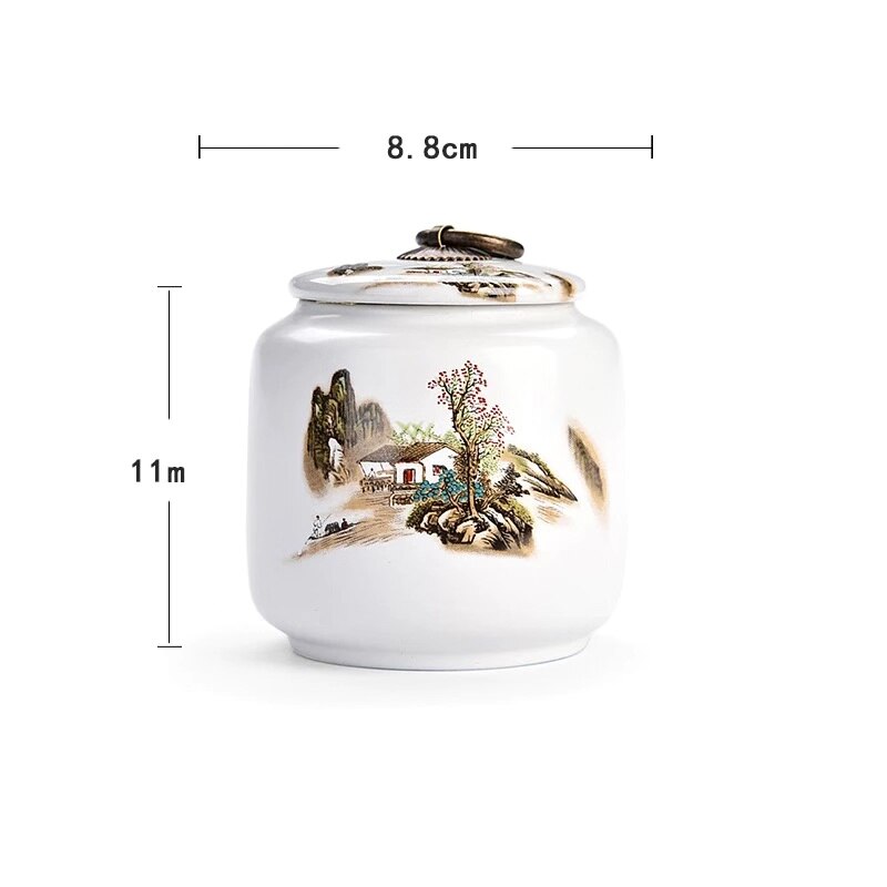 Ceramic Retro Mini Tea Caddies Kitchen Spice Jar Sealed Cans Candy Dried Fruit Storage Bottle Food Container Teaware: H