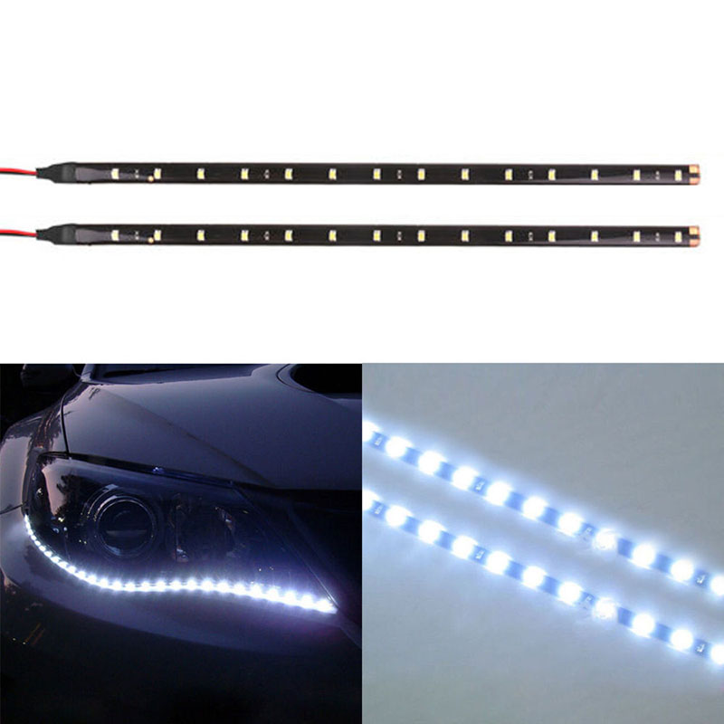 2X30 CM 5050 Flexibele LED Strip Licht 12LED DIY Decoratie Lamp Home Auto Boot Decor Lint Tape Wit verlichting Waterdicht