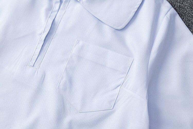 Jk uniform sideglidelås sirkulær hvit firkantet krage kortermet japansk student uniform skjorte dame korte topper for jenter
