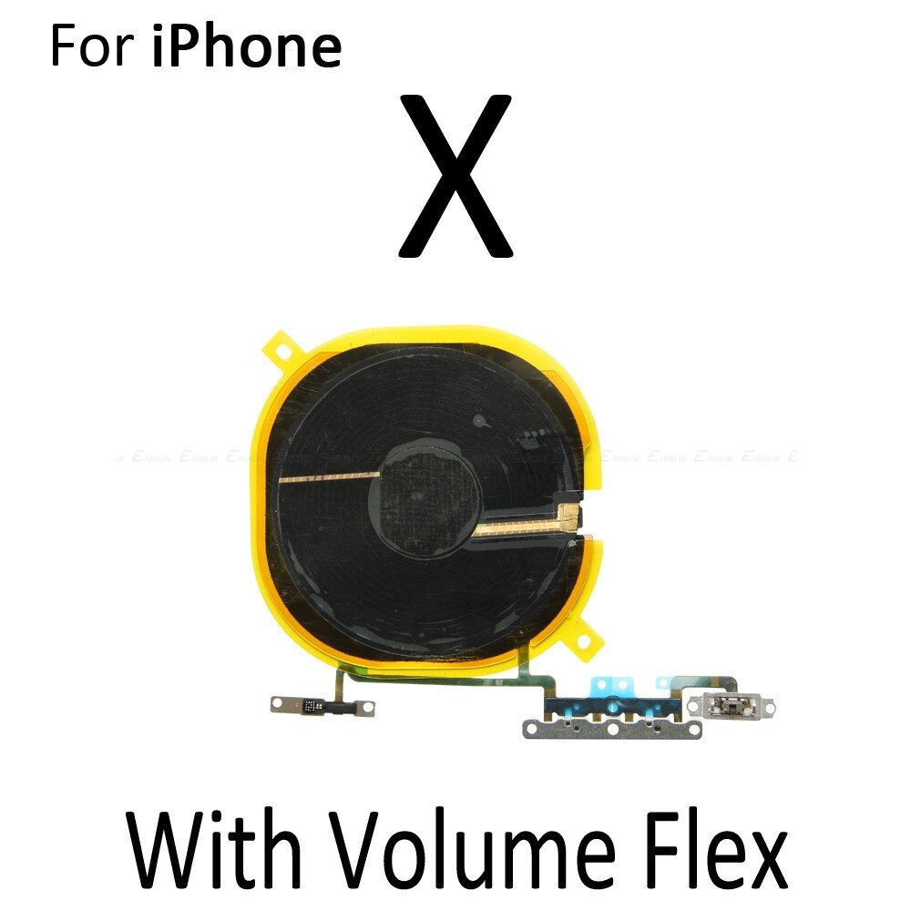 Puce NFC pour iPhone X XR XS 11 Pro Max sans fil chargeur panneau bobine autocollant avec bouton de Volume câble flexible