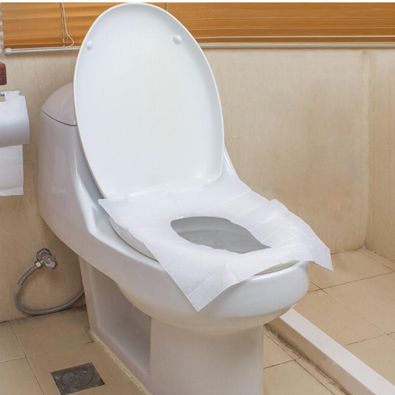 10 unids/set viajes funda desechable para asiento de inodoro wc mat 100% cubierta de papel para inodoro impermeable accesorios de baño