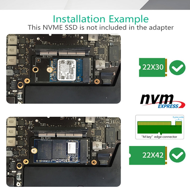 M .2 nvme ssd adapter til apple macbook  a1708 laptop nvme pcie  m2 ngff ssd til macbook pro  a1708 ssd adapter riser kort