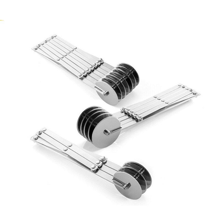 2Pcs Adjustable Dough Divider Stainless Steel Pastry Cutter Pizza Slicer Flexible Roller Baking Peeler 3/5/7 Wheels X2