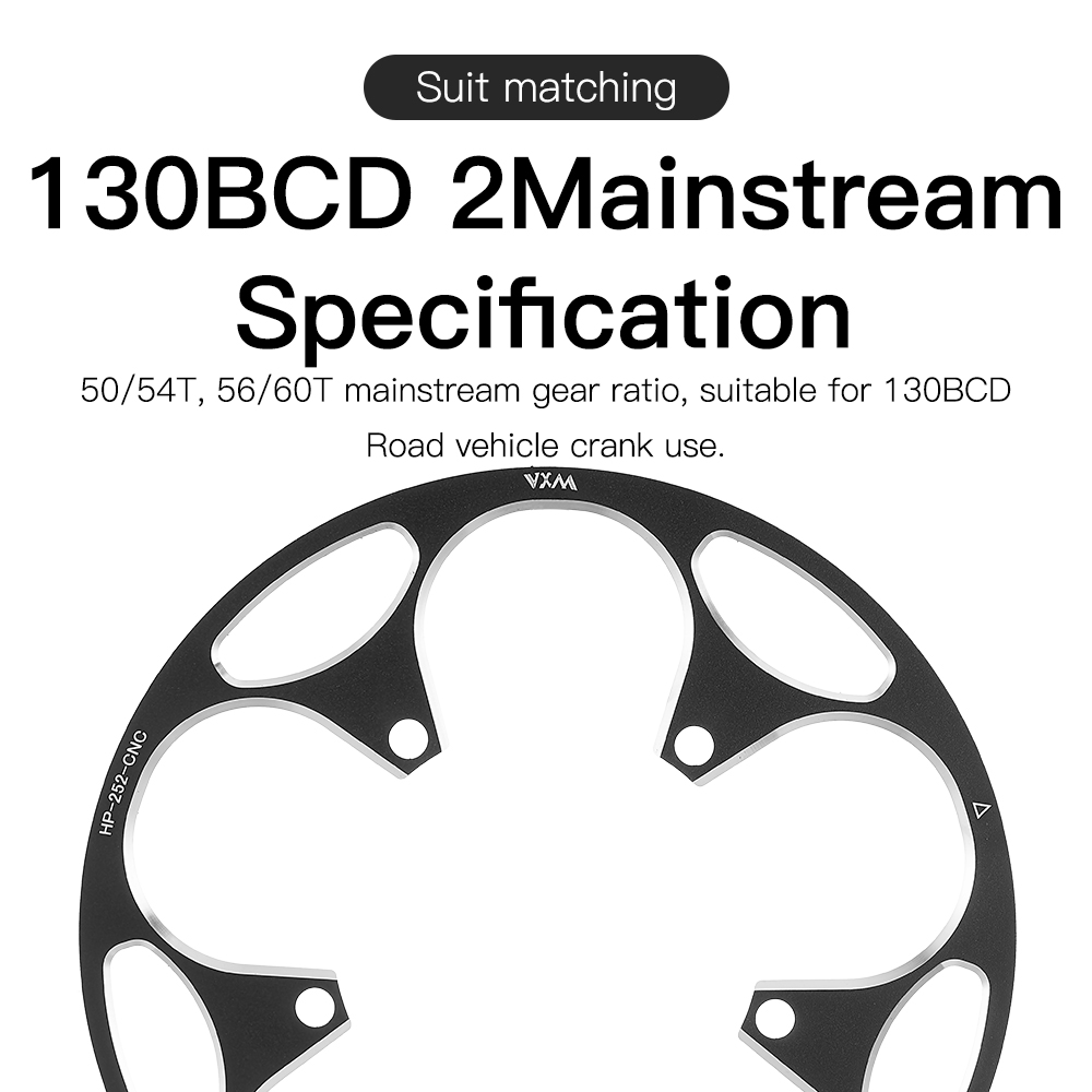 130BCD 50T-54T 56T-60T Road Bicycle Crank Set Aluminum Alloy Protective Plate Single Disc Sprocket Gear Strong Protective Cover