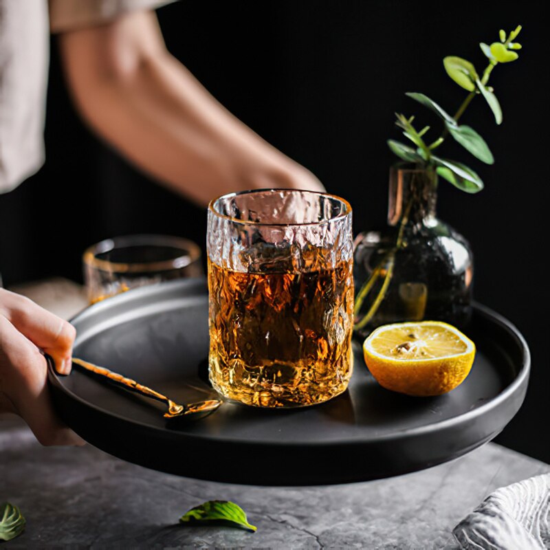 Vasos de cristal para el hogar, vasos de 230ML, para vino, whisky, japoneses, con patrón de cono transparente, para cocina, Hotel y Bar