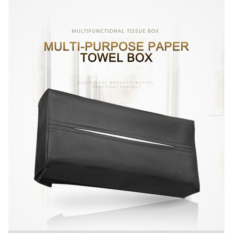Universal Car Sun Visor Tissue Box Holder Auto Organizer Accessories Indoor Pu Leather Foldable Tissue Box Cover Case for Paper