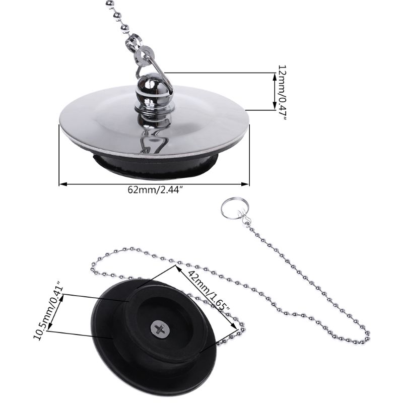 Badkuip Drain Plug Met Ketting Wasbak Water Stopper Voor Badkamer Keuken Chrome Plated