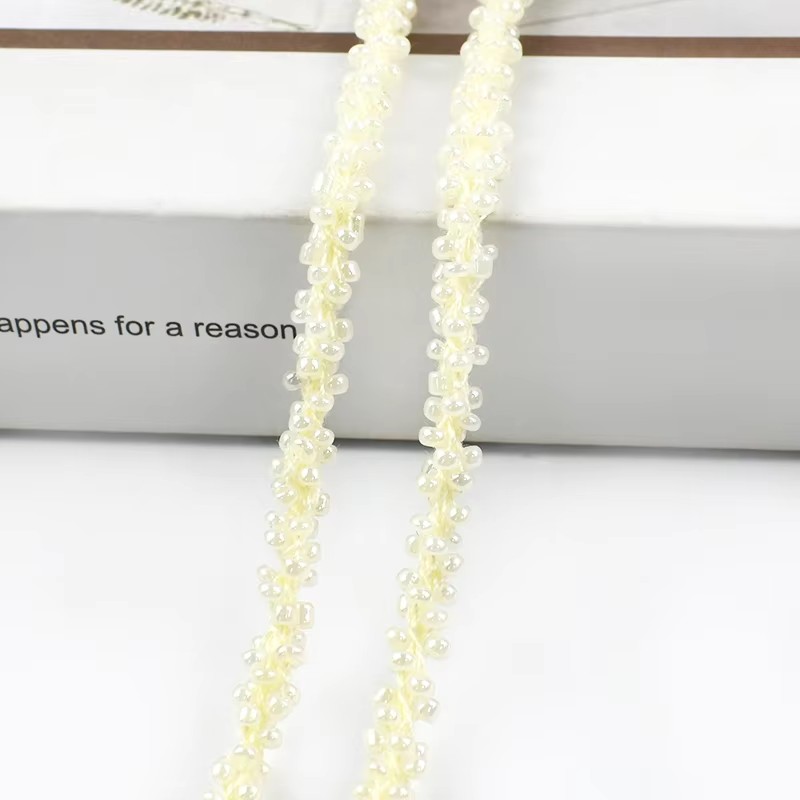 1/2/4/8M 5mm Kralen Kant Trim Lint Glas Kraal Koord Gordijn Trouwjurk decoratieve Ketting Portemonnee Veters Kleding Rand Versieringen: Dull / XL