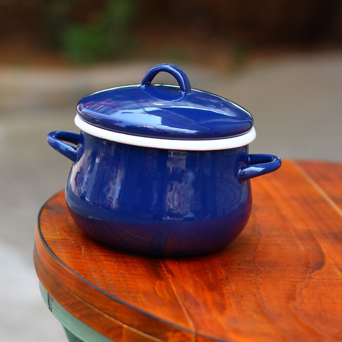 Dani Zhang Thicken 0.8mm Emaille pot Emaille pan koudgewalst staal 1.5L Inductiekookplaat 14 cm