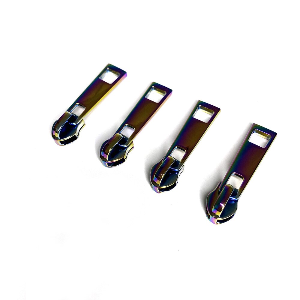 4 Pc Zipper Pull Pulls Slider Replacement Open End Stone Zippers Head Dazzling Multi-color Iridescent Purple
