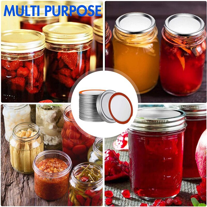 Canning Lids,120 PCS Mason Jar Lids,Regular Mouth Canning Lids,Metal Lid Split-Type with Airtight Seal and Leak Proof