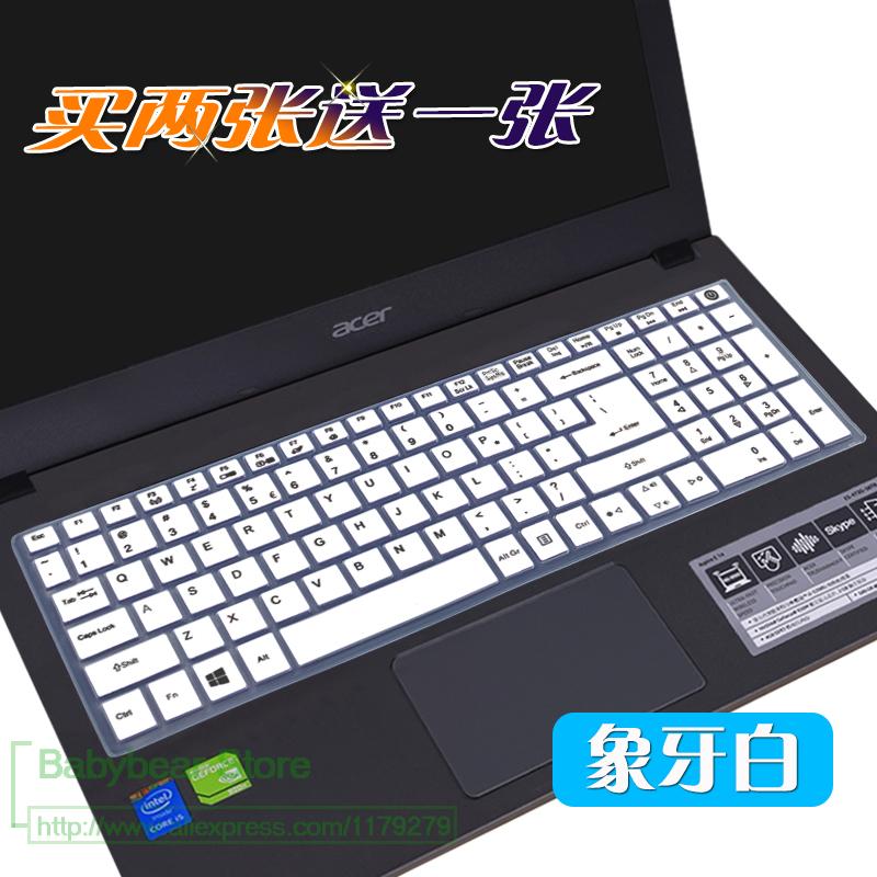 15 tommer tastatur silikonetastaturbeskyttelsesdæksel til acer aspire  e15 e 15 e5-573g 532 522 v3-574 f5-572 tmp 257 e5-573 e5 573g: Hvid
