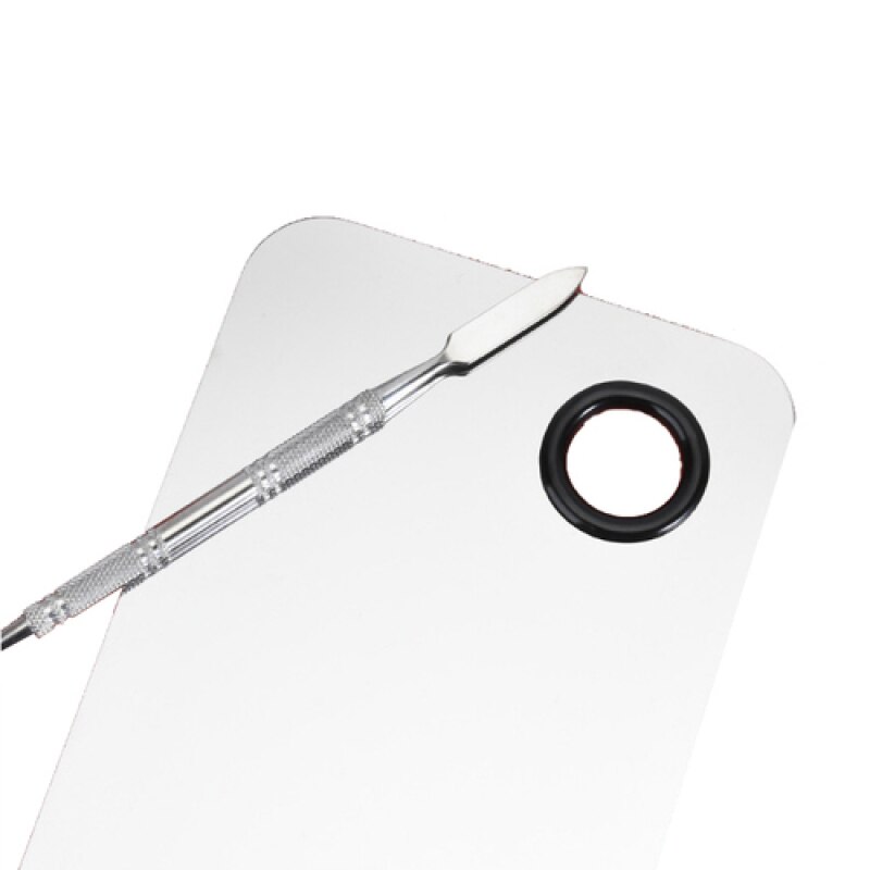 Stainless Steel Makeup Mixer Nail Polish Mixing Plate Foundation Eyeshadow Mixer Eyeshadow Palette with Spatula Rod