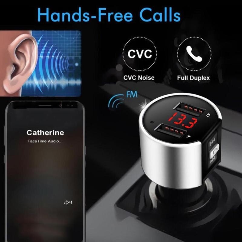 Bluetooth FM Transmitter Audio Aux Modulator Dual USB Bluetooth Car Charger Handsfree Kit Car MP3 Fast Radio Player Calling U9J7