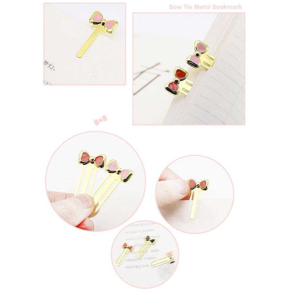 Precioso marcador de libros de Metal con lazo, accesorios para libros, marcador de Clip de papel dorado, Rosa y Rojo para diario, artístico DIY para el colegio y la Oficina 6604