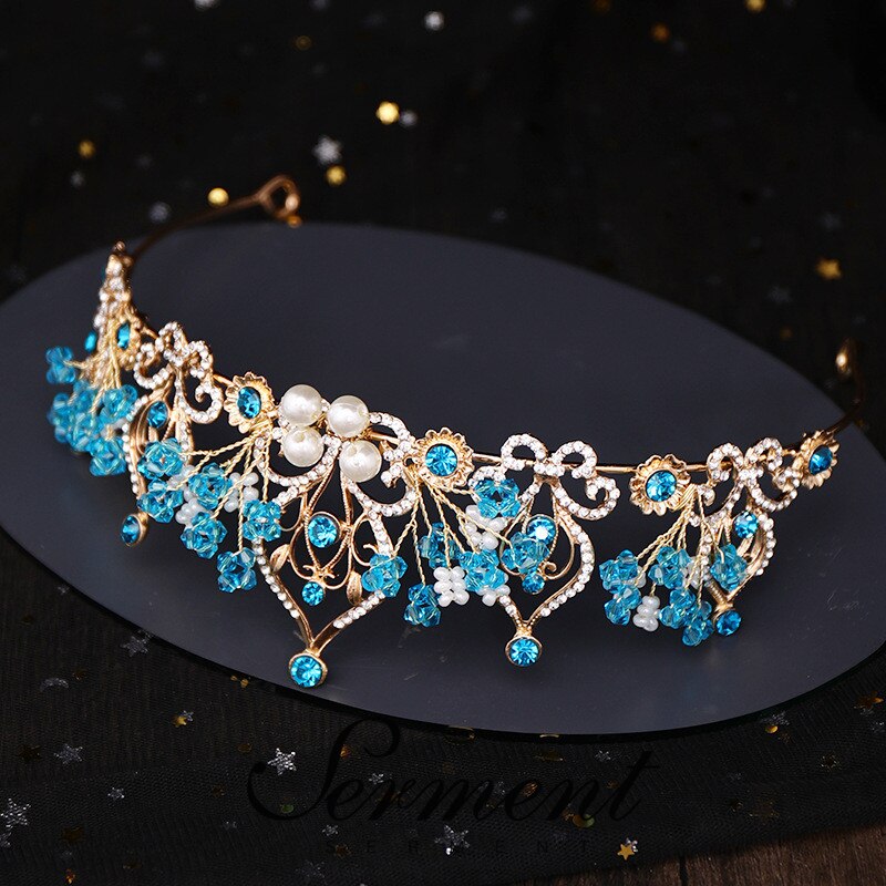 SERMENT Charm Princess Bridal Crown Tiaras Crystal Zircon Silvered Crown Bride Wedding Hair Accessories
