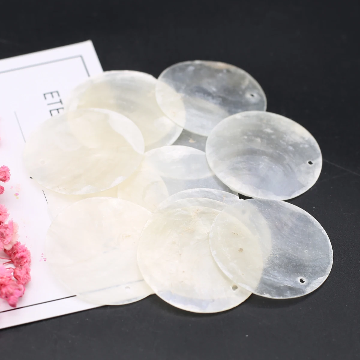 Cuentas redondas de concha transparente para manualidades, abalorios sueltos de nácar Natural para fabricación de joyas, collar, , 50 piezas