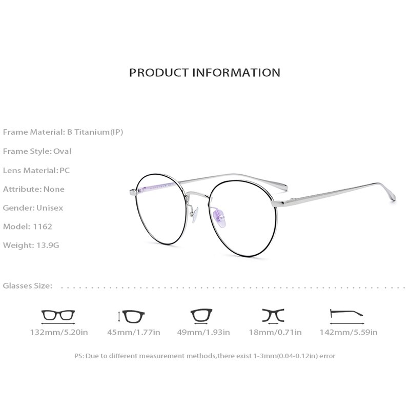 Pure Titanium Glasses Frame Men Vintage Round Myopia Optical Prescription Eyeglasses Women Female Retro Oval Korea Eyewear