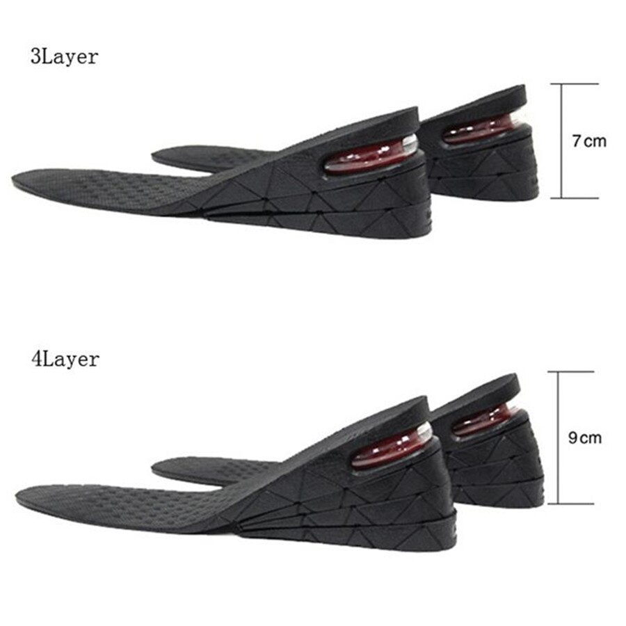 Plantilla para aumento de altura 3-9cm cojín elevador de altura corte ajustable zapato talón inserto Taller Mujeres Hombres almohadillas de pie Unisex