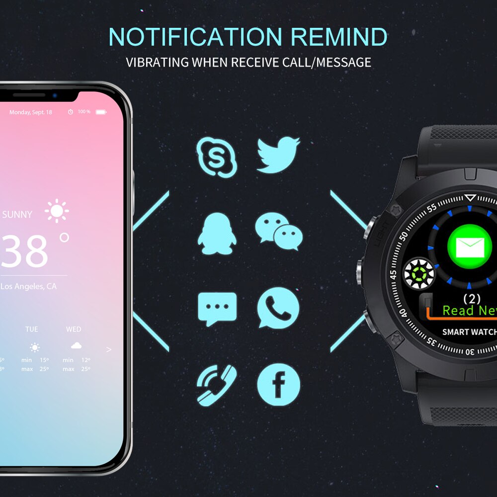 Outdoor Digital Smart Pedometer Sport Watch Heart Rate Blood Pressure Monitor Wrist Watch Men Waterproof Fitness Tracker Watch