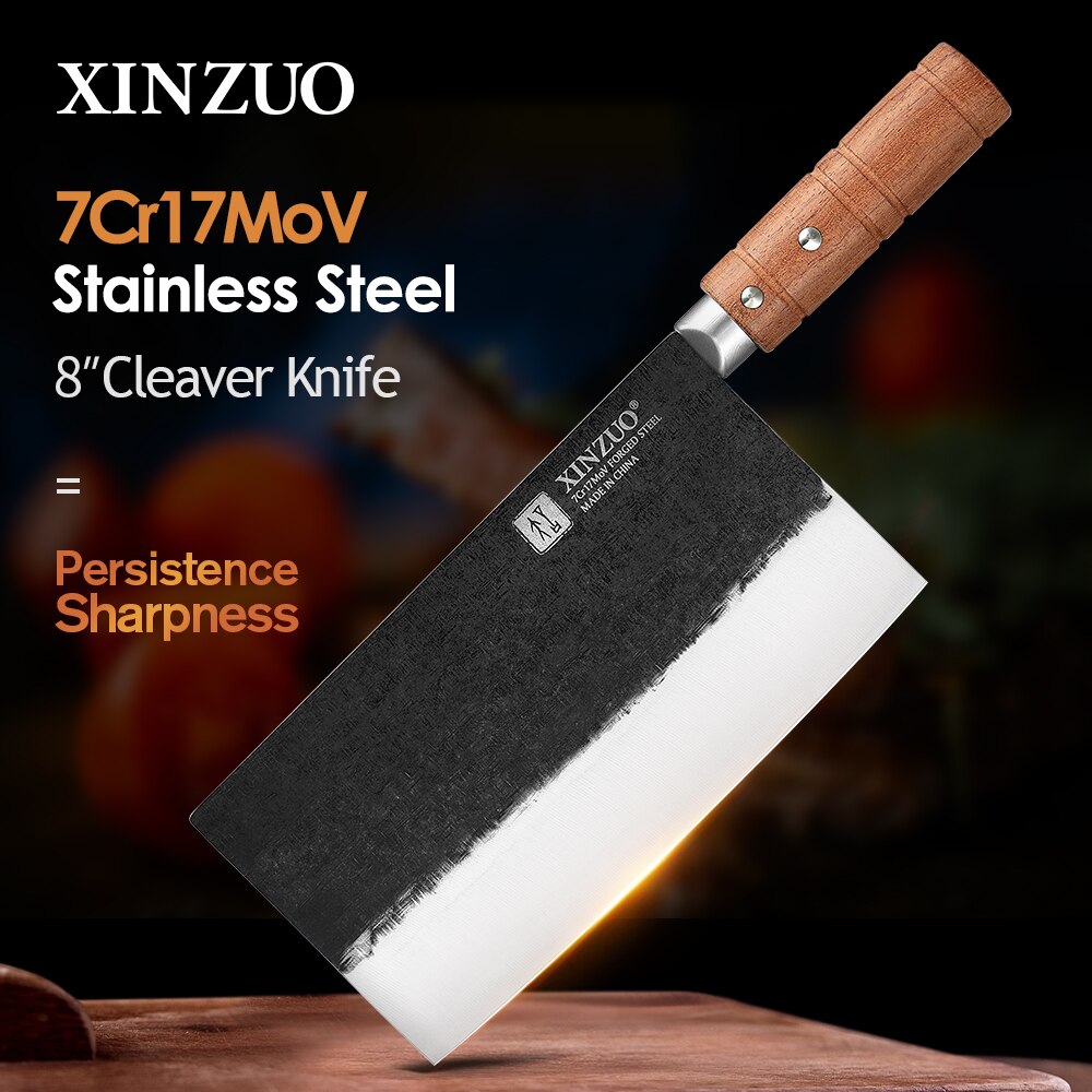 Xinzuo Gesmeed Staal Cleaver Mes Vleesmes Professionele Keuken Chef Kok Slice Mes Accessoires: 8 inch