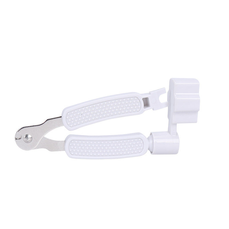 Enrollador de cuerdas de guitarra, cortador de cuerdas, extractor de pasadores de puente, enrollador de clavijas de cuerda 3 en 1, herramienta negra de reparación de guitarra: Blanco