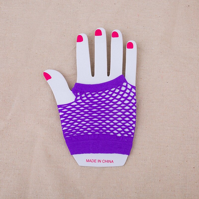 Nylonowe kolorowe rękawiczki kabaretki bez palców na 80s zaopatrzenie solidny i akcesoria kostiumowe różbyć winnym krótkie rękawiczki kabaretki dodatki na imprezę