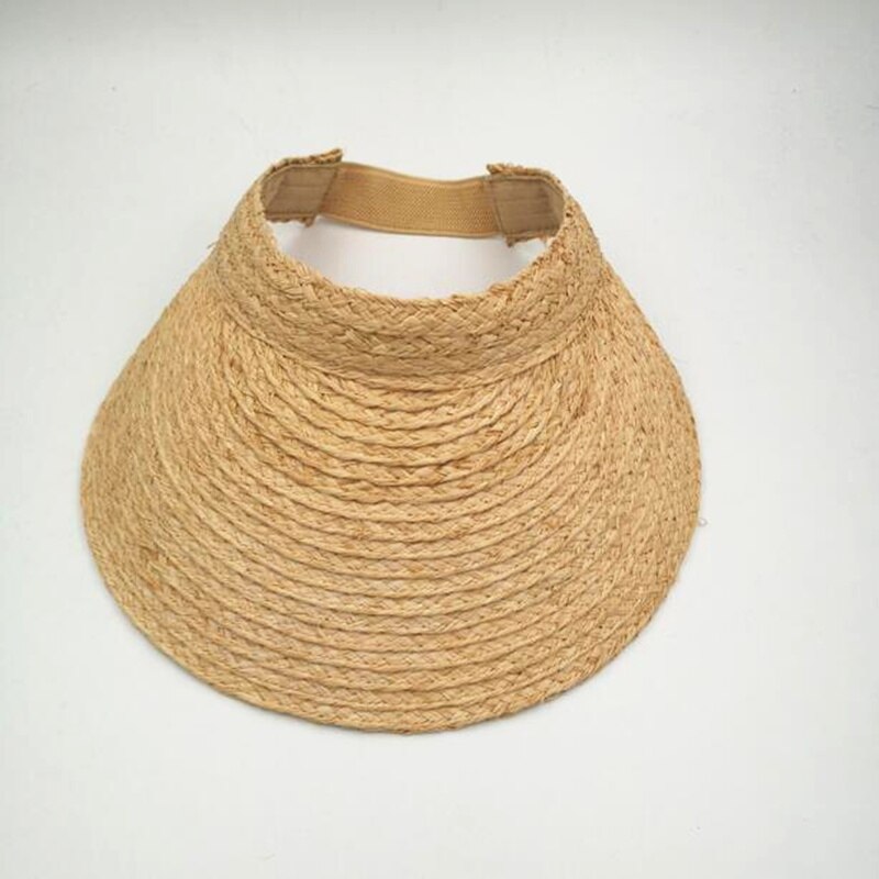 korean summer sun empty visor women straw hat sun protection straw raffia caps female