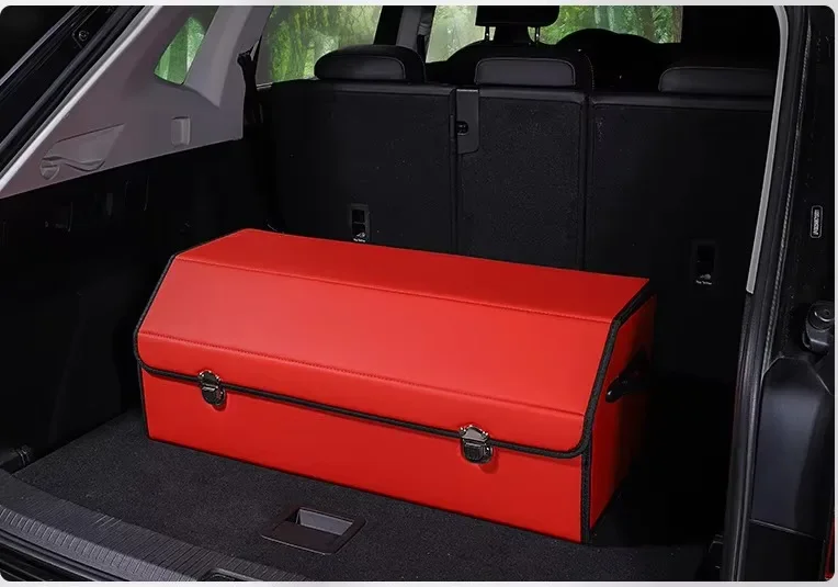 Caixa de armazenamento dobrável para carro, organizador de porta-malas, suprimentos para carro, organizador de armazenamento de porta-malas, acessórios automotivos, caixa de armazenamento: Vermelho
