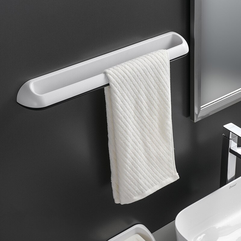 Håndklædeholder hulfrit badeværelse sugekoppestativ badehåndklædeholder nordisk enkelt enkelt håndklæde bar: Sort / 66cm