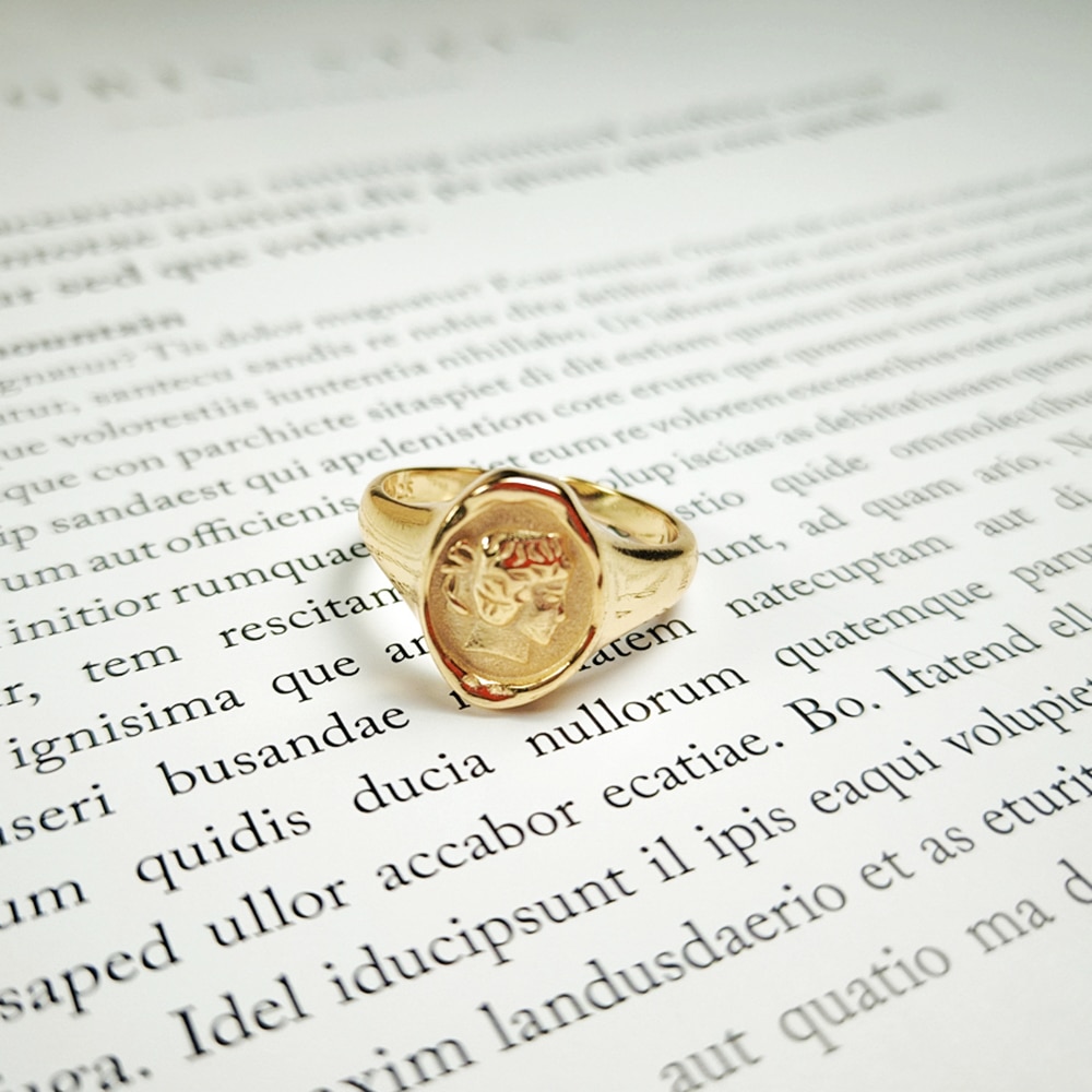 925 Sterling Zilver Portret Verklaring Vrouwen 18k Gouden Ring Sieraden Lady Reliëf Ovale Medaille Open Ringen in S925