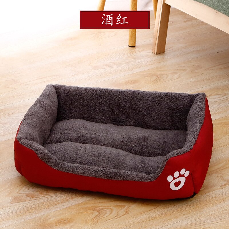 Huisdier Grote Hond Bed Warm Huis candy-kleurige Vierkante Nest Huisdier Kennel Voor Kleine Medium Grote Honden Kat Puppy plus Size Hond Manden: Bordeauxrood / 55x40 cm