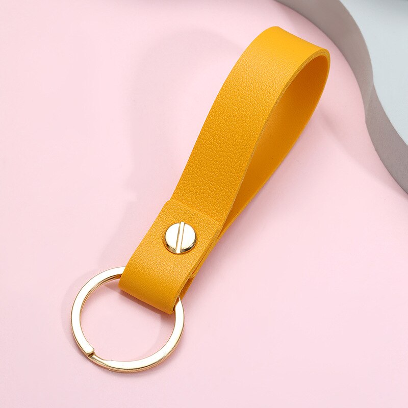 2021 moda portachiavi in pelle di mucca filo per auto ottavino regalo ciondolo in metallo portachiavi portachiavi semplici portachiavi: giallo