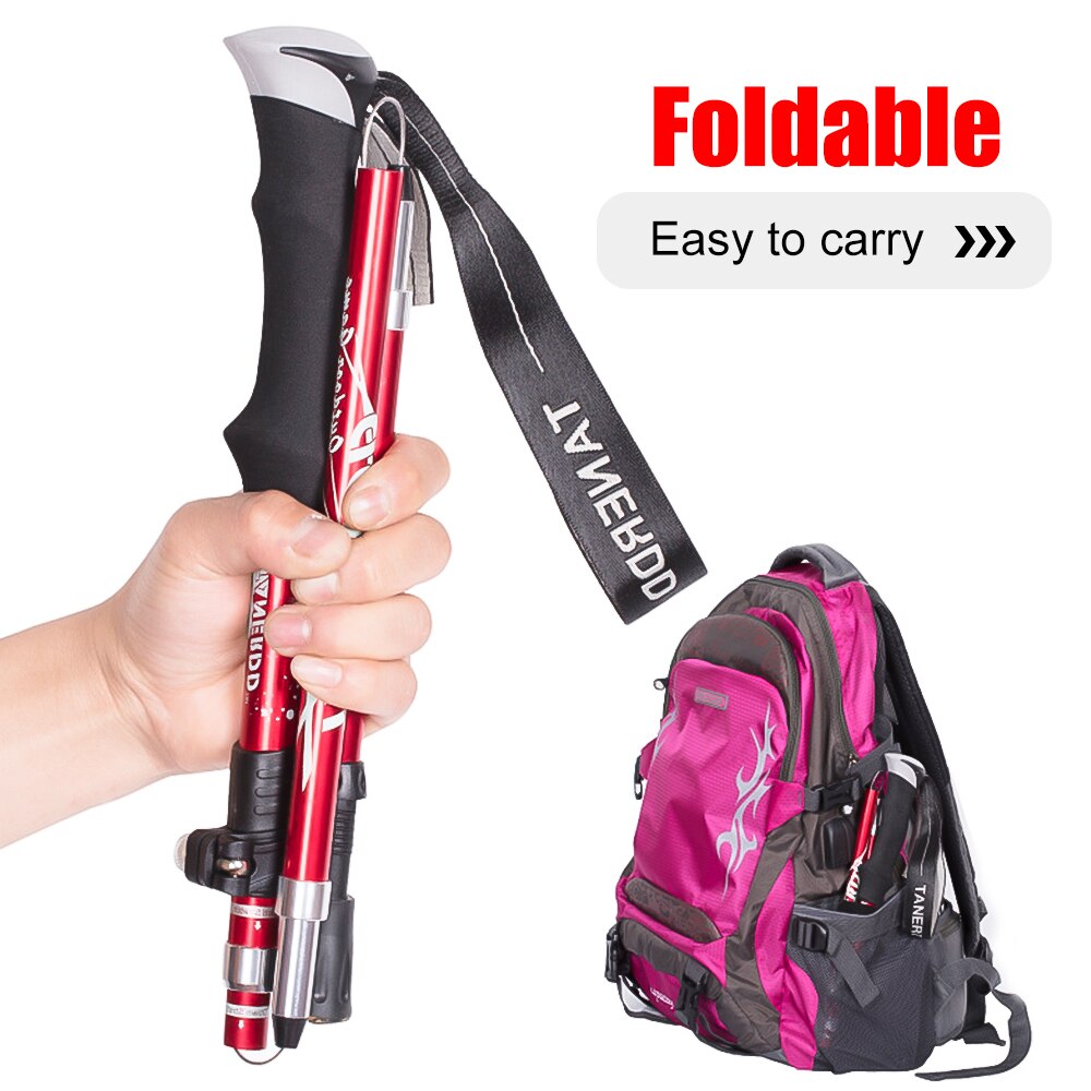 Loozykit udendørs foldbare vandrestave stavgang stav vandring antishock justerbar aluminiumslegering alpenstock