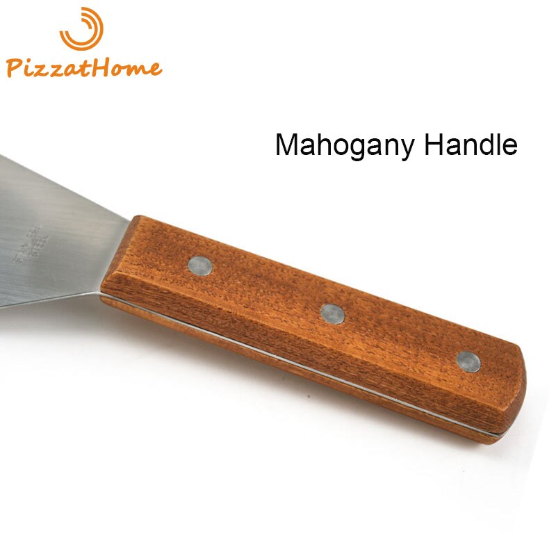 PizzAtHome-ESPÁTULA de acero inoxidable para parrilla, pala para carne con mango de madera, herramienta para barbacoa, girador de carne, pala redonda y cuadrada