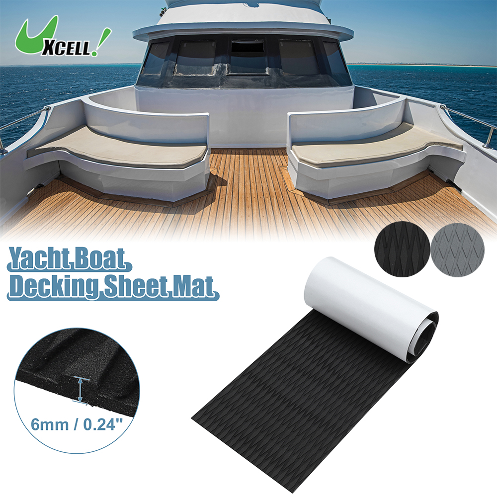 Uxcell 1200x300x6mm EVA Faux Teak blacha pokładowa dywan antypoślizgowy samoprzylepny do łodzi jachtu pokład podkładki podłogowej RV
