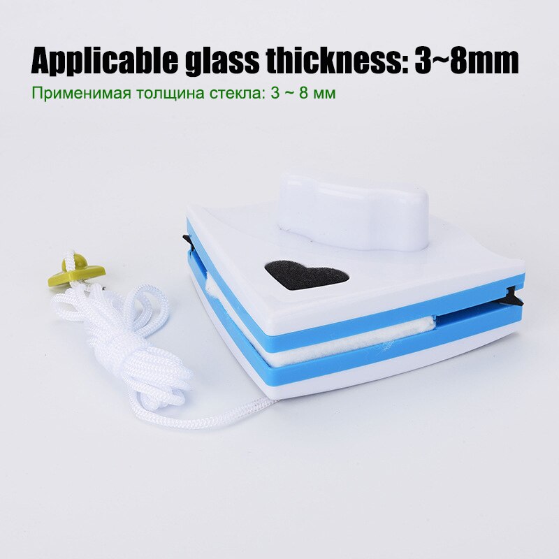 Limpador de vidro lateral dobro para lavar janelas fora da escova de limpeza magnética ímãs ferramenta de limpeza doméstica: WHITE