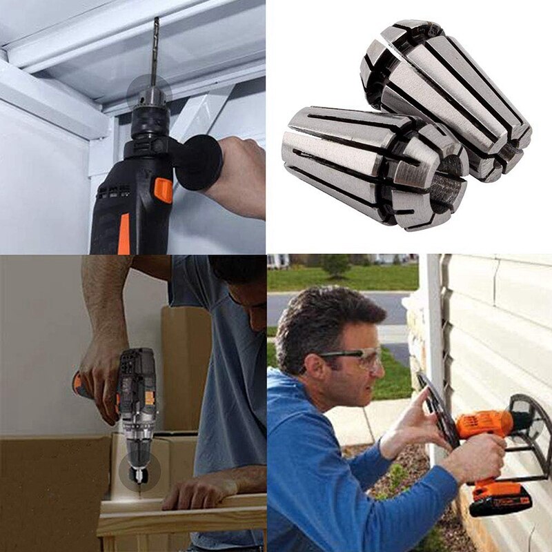 Er11 Collet Set,15Pcs Er11 1-7Mm Spring Chuck Collet with Er11 5Mm Extension Rod Holder Collet Cnc Milling Lathe Tool Set for Wo