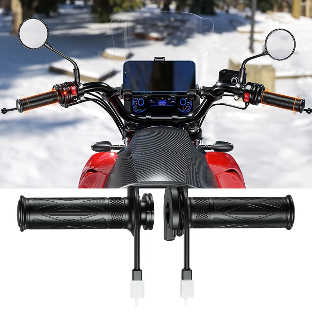 Motorrad Griff Motorrad ATV Rolle elektrisch beheizte Griffe 22mm 7/8 "Lenker Hand wärmer 5-Gang einstellbare Temperatur
