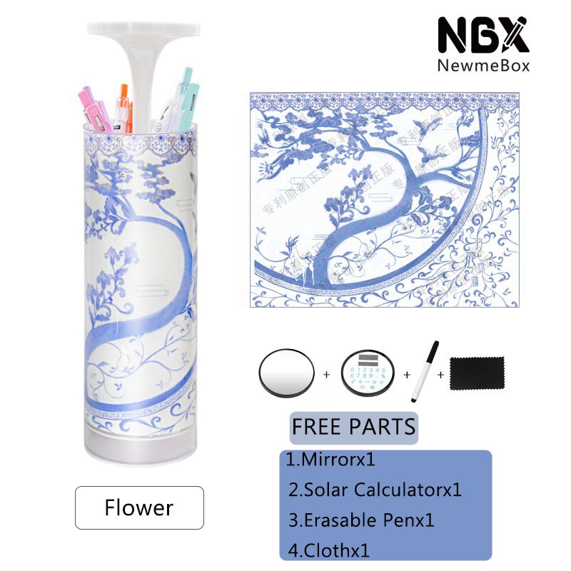 Newmebox Lifting Etui Cartoon Patroon Penhouder Grote Capaciteit Briefpapier Doos Codeslot Home Office School Opbergtas: Flower