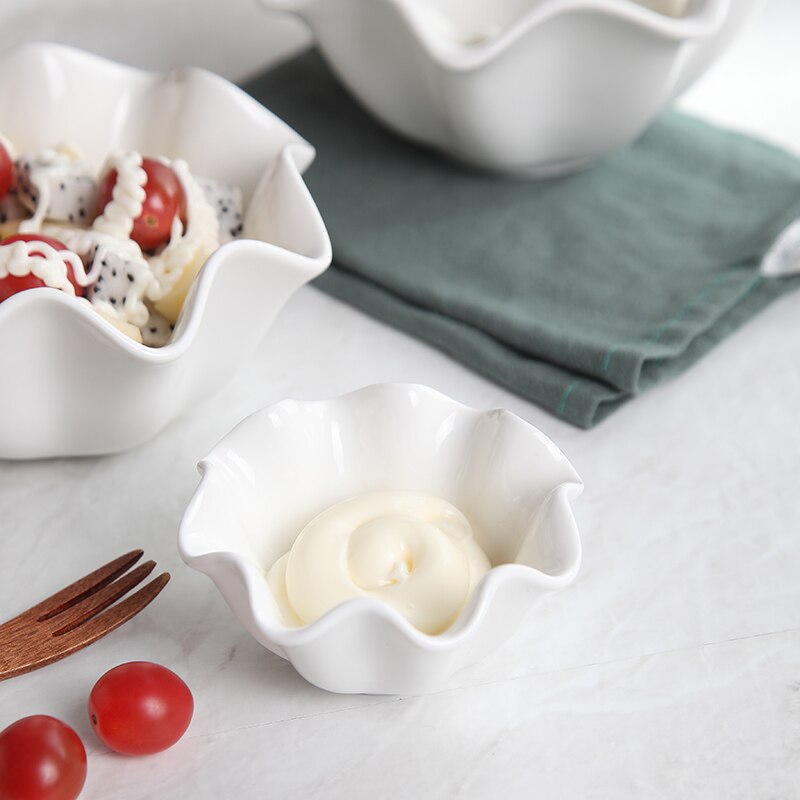 GIZILI Ceramic Bowl Household Fruit Salad Bowl Irregular Seasoning Sauce Dish Western Dishes Snack Plate Kitchen Decor Dishware